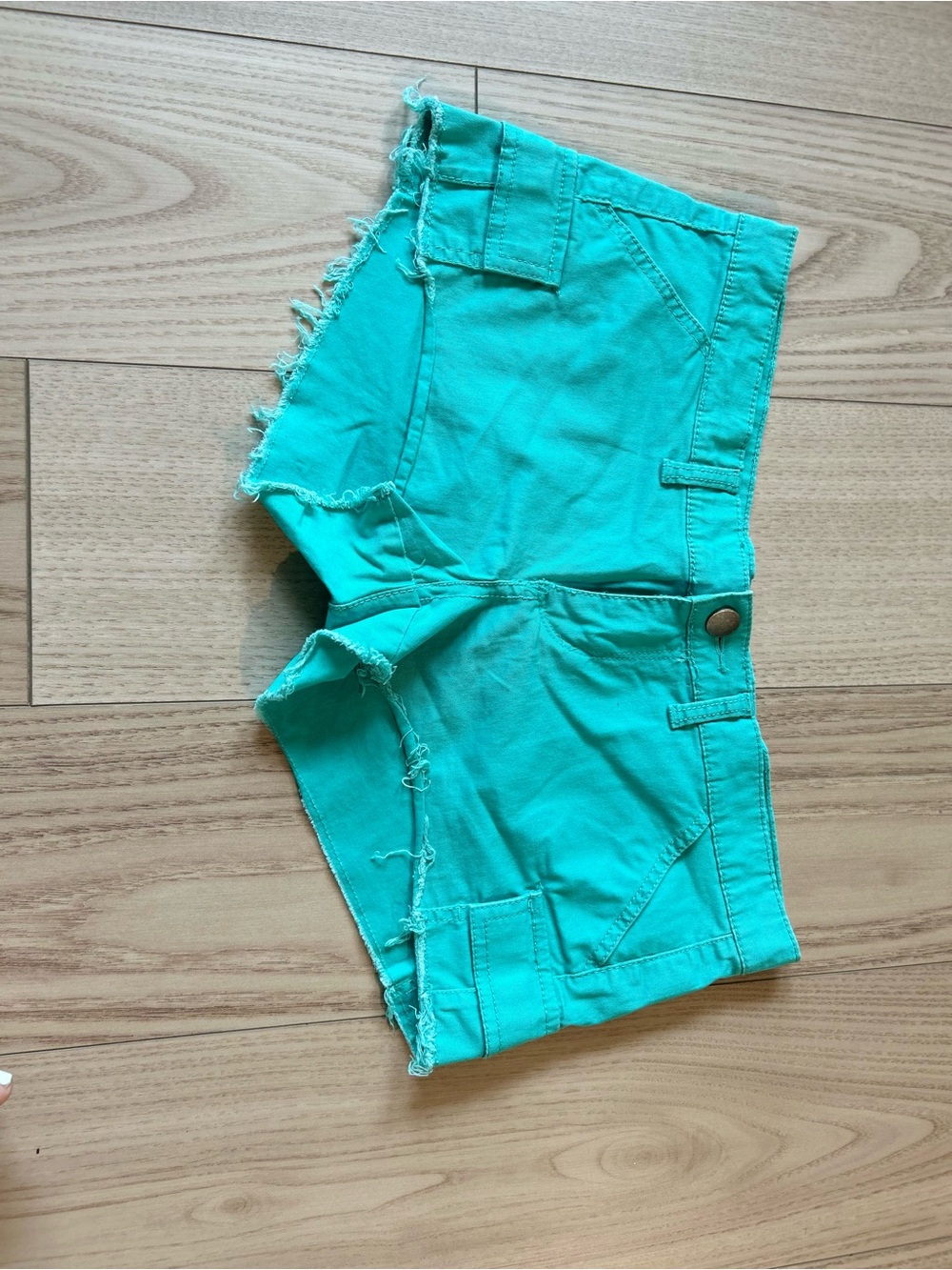 SO Turquoise High-Waist Distressed Women's Shorts